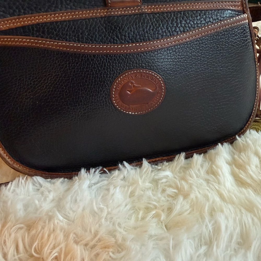 Dooney & Bourke Black with Brown Trim Pebble Leather Crossbody
